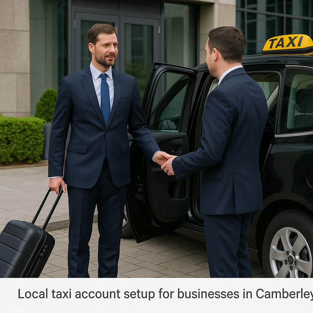 Local taxi account setup for businesses in Camberley